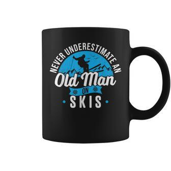 Never Underestimate An Old Man On Skis Funny Skiing Skier Coffee Mug - Seseable