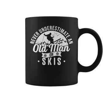 Never Underestimate An Old Man On Skis Skier Retirement Ski Retirement Funny Gifts Coffee Mug | Mazezy