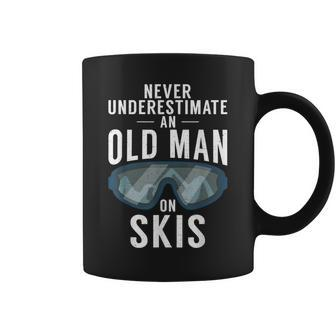 Never Underestimate An Old Man On Skis Winter Sport Skier Coffee Mug - Seseable