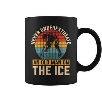 Never Underestimate An Old Man On The Ice For Hockey Players Coffee Mug - Seseable