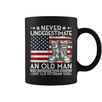 Never Underestimate An Old Man Patriotic Us Flag Coffee Mug - Seseable