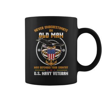 Never Underestimate An Old Man Us Navy Military Veteran Gift Veteran Funny Gifts Coffee Mug | Mazezy