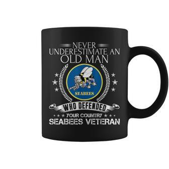 Never Underestimate An Old Man Us Navy Seabee Veteran Funny Veteran Funny Gifts Coffee Mug | Mazezy