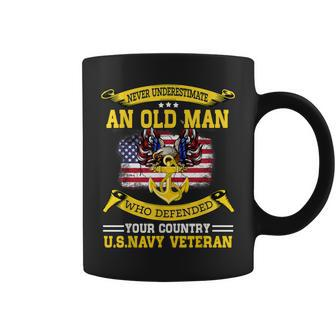 Never Underestimate An Old Man Us Navy Veteran Coffee Mug | Mazezy