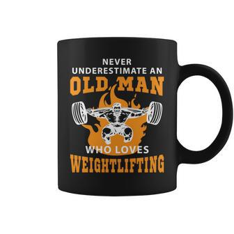 Never Underestimate An Old Man Weightlifting Coffee Mug - Seseable