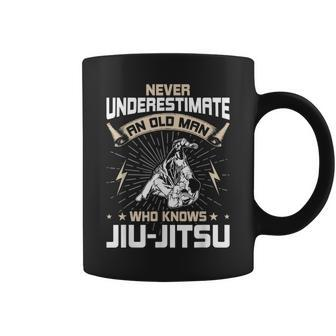 Never Underestimate An Old Man Who Knows Jiu Jitsu Old Man Funny Gifts Coffee Mug | Mazezy