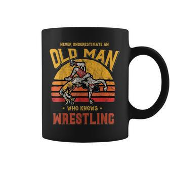 Never Underestimate An Old Man Who Knows Wrestling Old Man Funny Gifts Coffee Mug | Mazezy