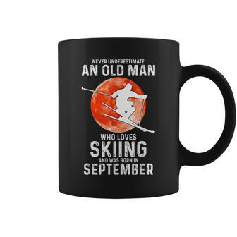 Never Underestimate An Old Man Who Loves Skiing September Old Man Funny Gifts Coffee Mug | Mazezy