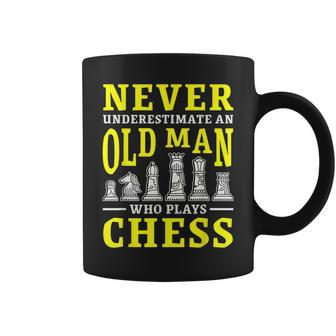 Never Underestimate An Old Man Who Plays Chess Gift For Mens Coffee Mug - Seseable