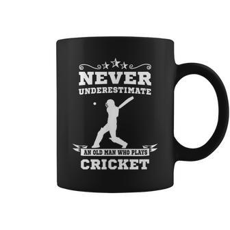Never Underestimate An Old Man Who Plays Cricket Coffee Mug - Seseable