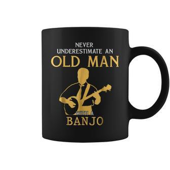 Never Underestimate An Old Man With A Banjo T Coffee Mug - Seseable