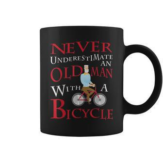 Never Underestimate An Old Man With A Bicycle Gift Grandpas Gift For Mens Coffee Mug - Seseable