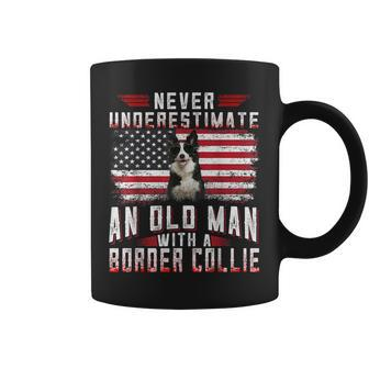 Never Underestimate An Old Man With A Border Collie Vintage Old Man Funny Gifts Coffee Mug | Mazezy