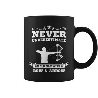 Never Underestimate An Old Man With A Bow And Arrow Hunting Coffee Mug - Seseable