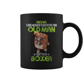Never Underestimate An Old Man With A Boxer Funny Dog Lover Gift For Mens Coffee Mug - Seseable