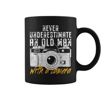 Never Underestimate An Old Man With A Camera Photographer Gift For Mens Coffee Mug | Mazezy
