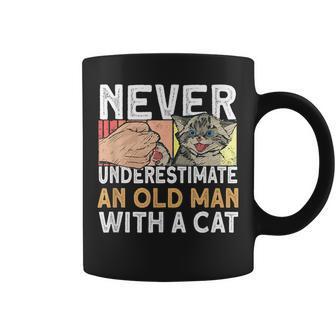 Never Underestimate An Old Man With A Cat Cat Lover Cat Gift For Mens Coffee Mug - Seseable