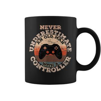 Never Underestimate An Old Man With A Controller Gift For Mens Old Man Funny Gifts Coffee Mug | Mazezy