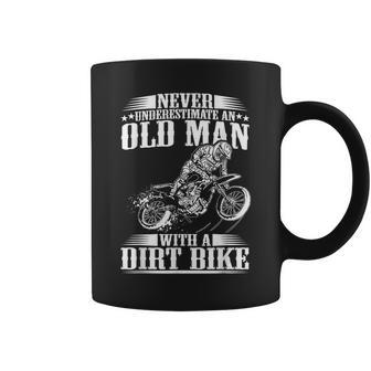 Never Underestimate An Old Man With A Dirt Bike Racing Old Man Funny Gifts Coffee Mug | Mazezy