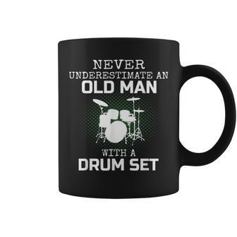 Never Underestimate An Old Man With A Drum Set Drummer Mens Coffee Mug - Seseable