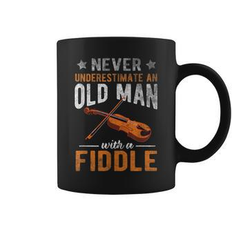 Never Underestimate An Old Man With A Fiddle Funny Coffee Mug - Seseable