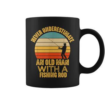 Never Underestimate An Old Man With A Fishing Rod Funny Gift Old Man Funny Gifts Coffee Mug | Mazezy DE