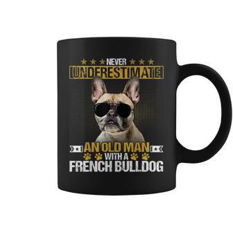 Never Underestimate An Old Man With A French Bulldog Old Man Funny Gifts Coffee Mug | Mazezy