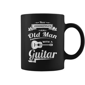 Never Underestimate An Old Man With A Guitar Dad Grandpa Gift For Mens Coffee Mug - Seseable