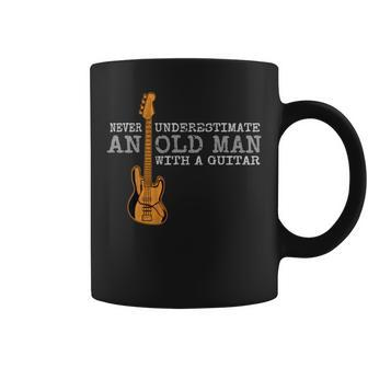 Never Underestimate An Old Man With A Guitar Vintage Old Man Funny Gifts Coffee Mug | Mazezy
