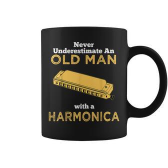 Never Underestimate An Old Man With A Harmonica Great Country Man Musical Gift Coffee Mug - Seseable