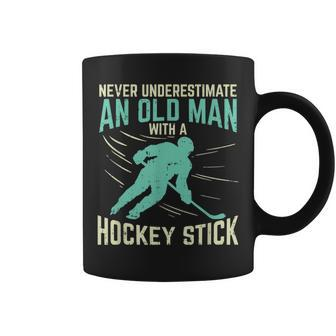 Never Underestimate An Old Man With A Hockey Stick Gift For Mens Coffee Mug - Seseable