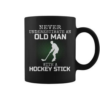 Never Underestimate An Old Man With A Hockey Stick Mens Dad Coffee Mug - Seseable