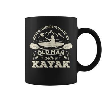 Never Underestimate An Old Man With A Kayak Funny Old Man Funny Gifts Coffee Mug | Mazezy