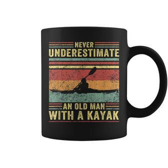 Never Underestimate An Old Man With A Kayak Gift For Mens Old Man Funny Gifts Coffee Mug | Mazezy
