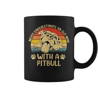 Never Underestimate An Old Man With A Pitbull Pitties Dogs Coffee Mug - Seseable