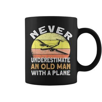 Never Underestimate An Old Man With A Plane Pilot Aviation Gift For Mens Coffee Mug - Seseable