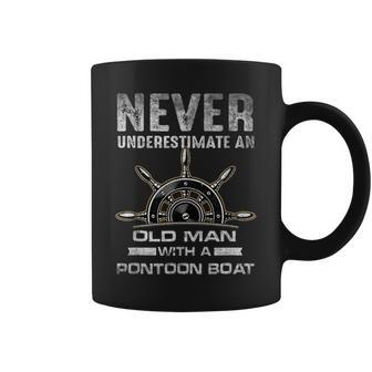 Never Underestimate An Old Man With A Pontoon Boat Owner Old Man Funny Gifts Coffee Mug | Mazezy