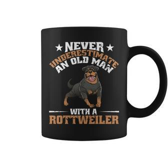 Never Underestimate An Old Man With A Rottweiler Dog Dad Coffee Mug - Seseable