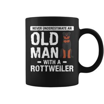 Never Underestimate An Old Man With A Rottweiler Dog Lover Coffee Mug - Seseable