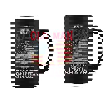 Never Underestimate An Old Man With A Schnauzer Costume Gift Old Man Funny Gifts Coffee Mug | Mazezy