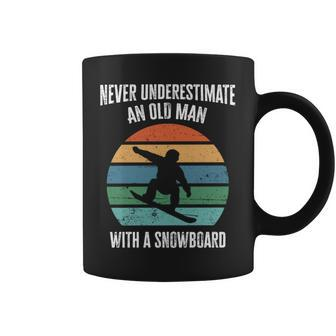 Never Underestimate An Old Man With A Snowboard Vintage Coffee Mug - Seseable
