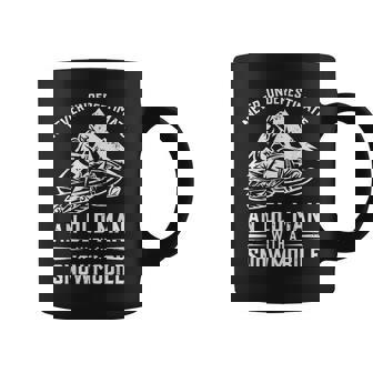 Never Underestimate An Old Man With A Snowmobile Funny Gift Old Man Funny Gifts Coffee Mug | Mazezy