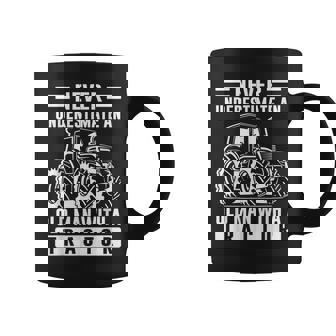 Never Underestimate An Old Man With A Tractor Funny Farmer Old Man Funny Gifts Coffee Mug | Mazezy