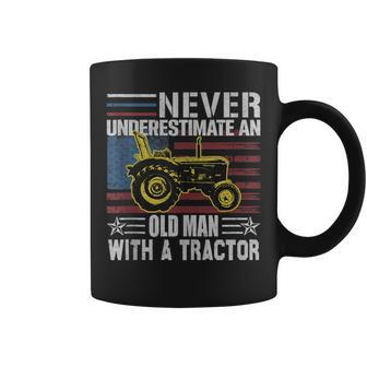 Never Underestimate An Old Man With A Tractor Funny Farming Coffee Mug - Seseable