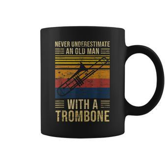 Never Underestimate An Old Man With A Trombone Gift For Mens Old Man Funny Gifts Coffee Mug | Mazezy