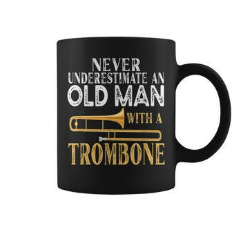 Never Underestimate An Old Man With A Trombone Gift Old Man Funny Gifts Coffee Mug | Mazezy