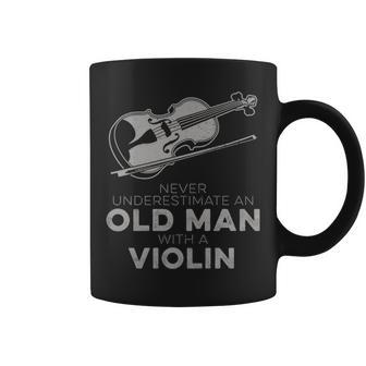 Never Underestimate An Old Man With A Violin Vintage Novelty Old Man Funny Gifts Coffee Mug | Mazezy