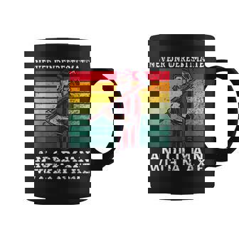 Never Underestimate An Old Man With An Axe Old Lumberjack Coffee Mug - Seseable