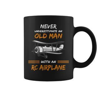 Never Underestimate An Old Man With An Rc Airplane Gift For Mens Old Man Funny Gifts Coffee Mug | Mazezy UK