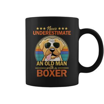 Never Underestimate An Old Man With Boxer Gift For Mens Old Man Funny Gifts Coffee Mug | Mazezy